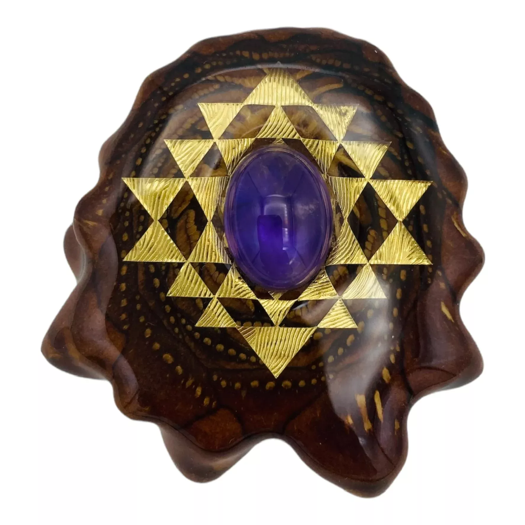 Third Eye Pinecones - Amethyst With Gold Sri Lantra - Large