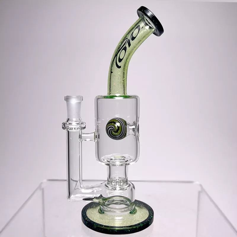 Toro - Stemless Jet Perc - 10mm - Green & Black Cropal w / Linework