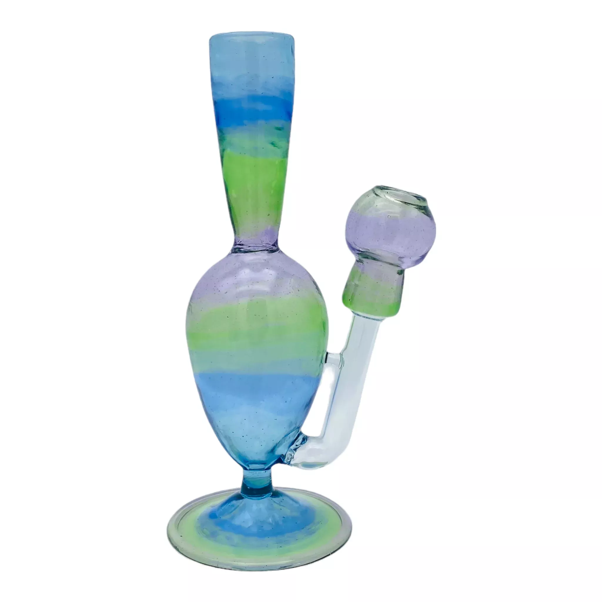 Translucent Rainbow Fade Coil Pot Custom Glass Dab Rig