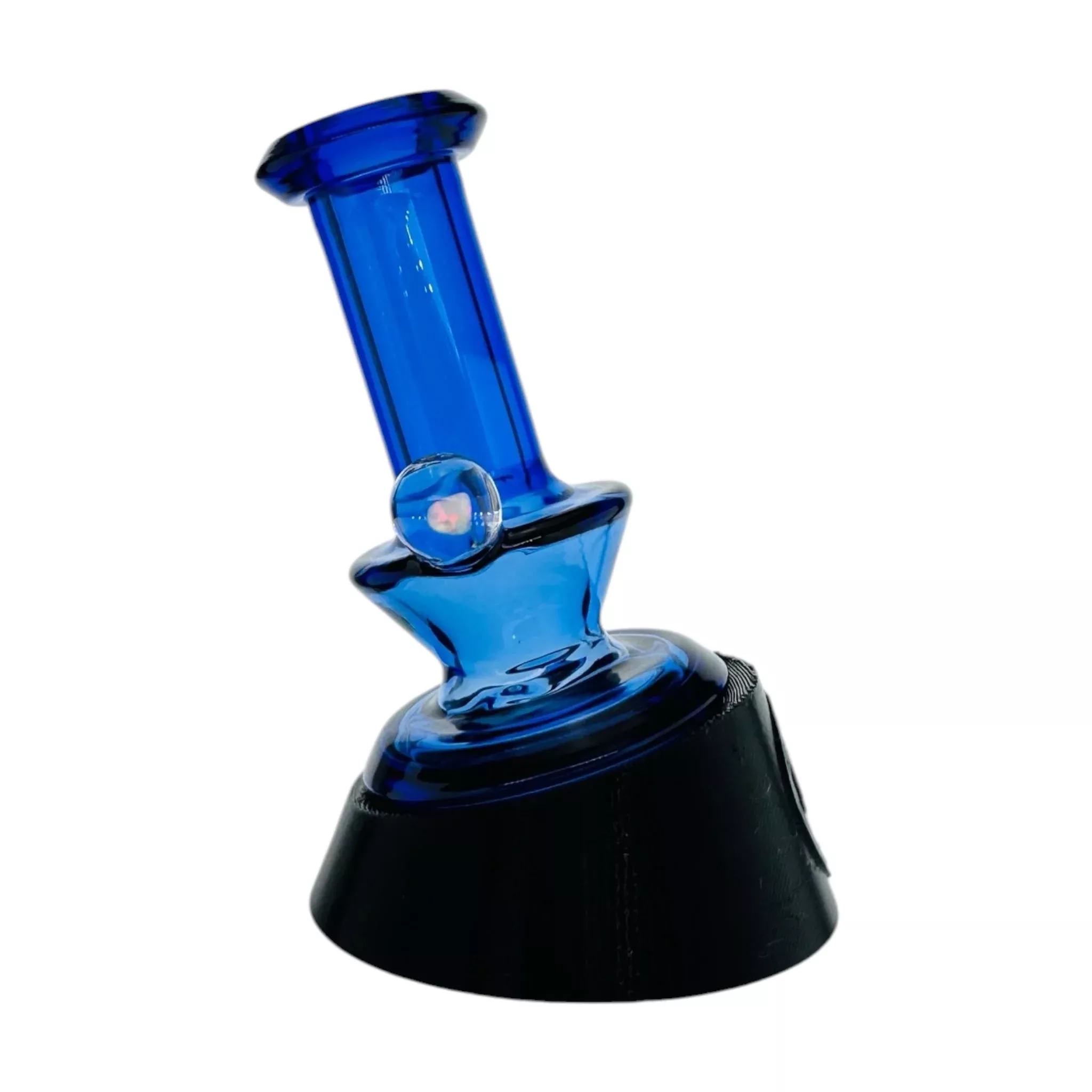 Transparent Cobalt Blue With Opal Dry Hit Attachment For Puffco Peak And Peak Pro