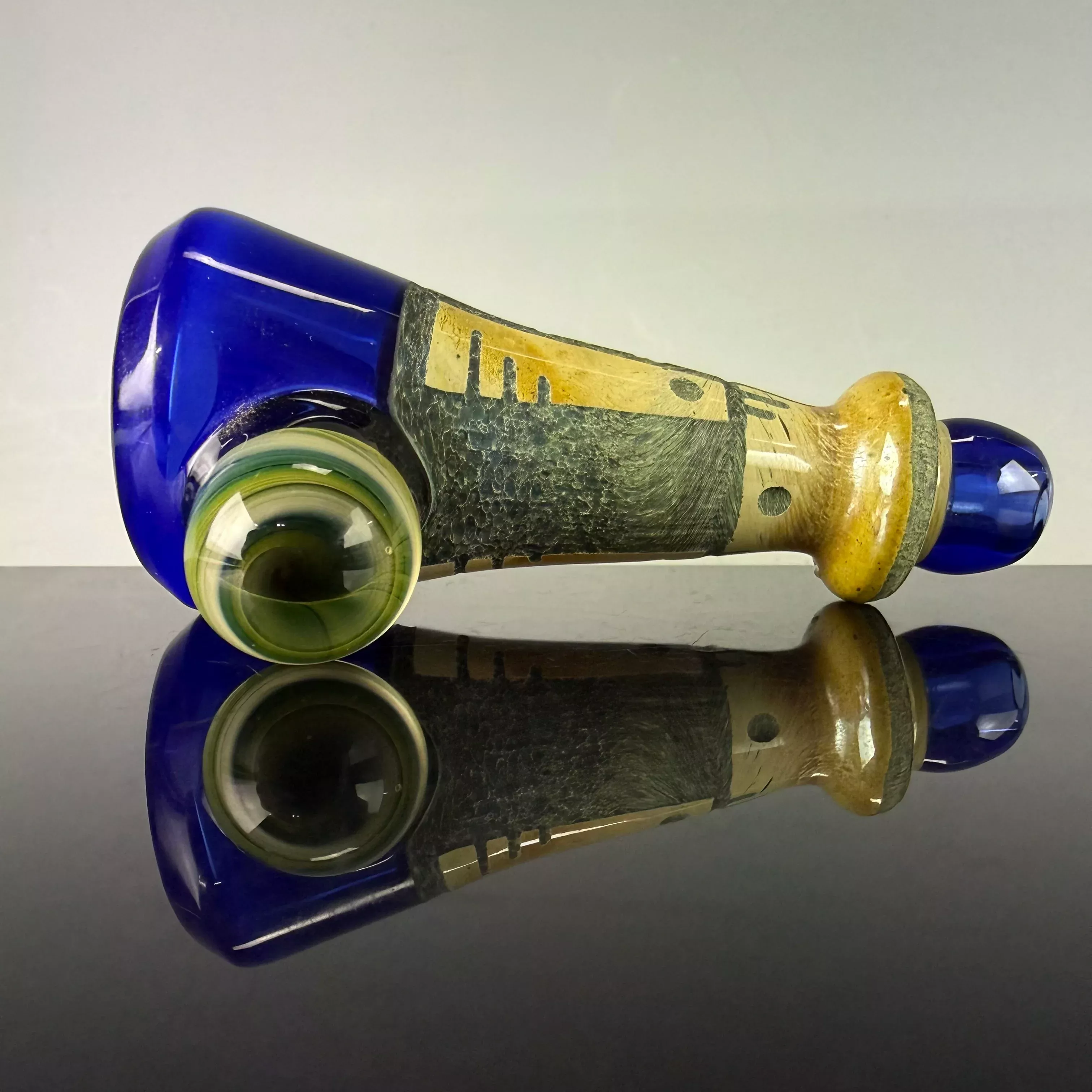 "Trillian Blue" Handcarved Chillum by Corey Clark