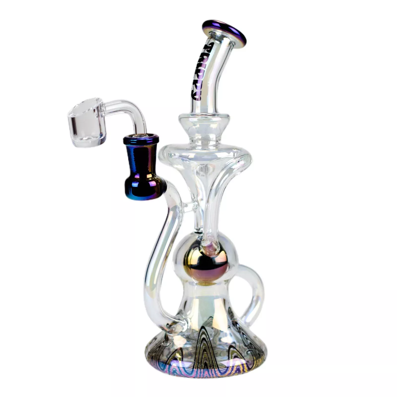 Trippy Glass Iridescent Recycler with Banger