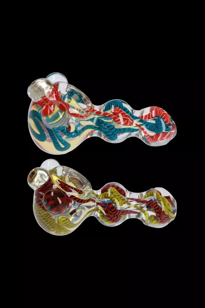 Twisty Color Marble Spoon Pipe – 4.5 in.