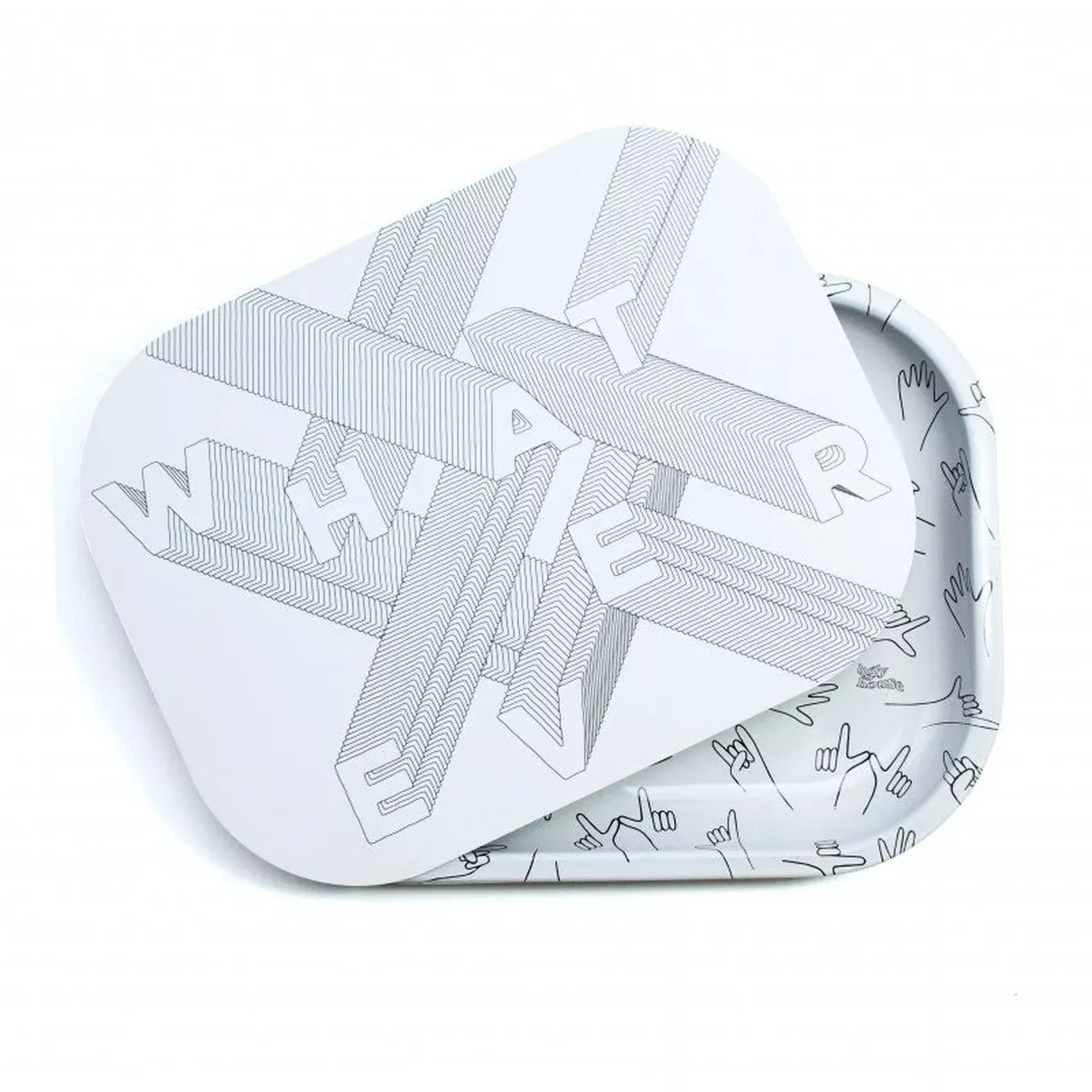 Ugly House "Whatever" Rolling Tray – Metal Tray with Magnetic Lid Bundle