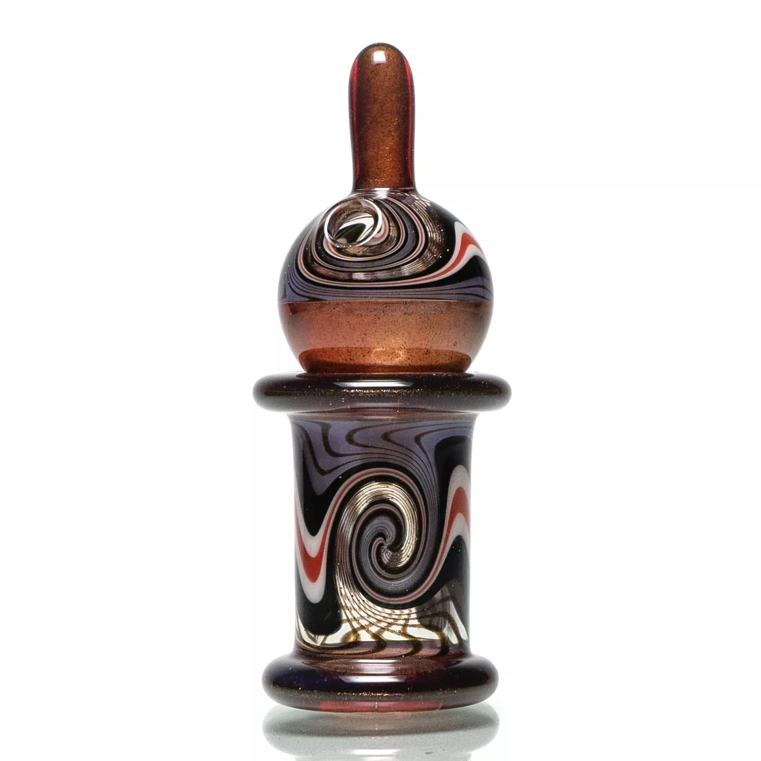 Unity Glassworks - Worked Directional Bubble Cap - Blood Money w / Red & White