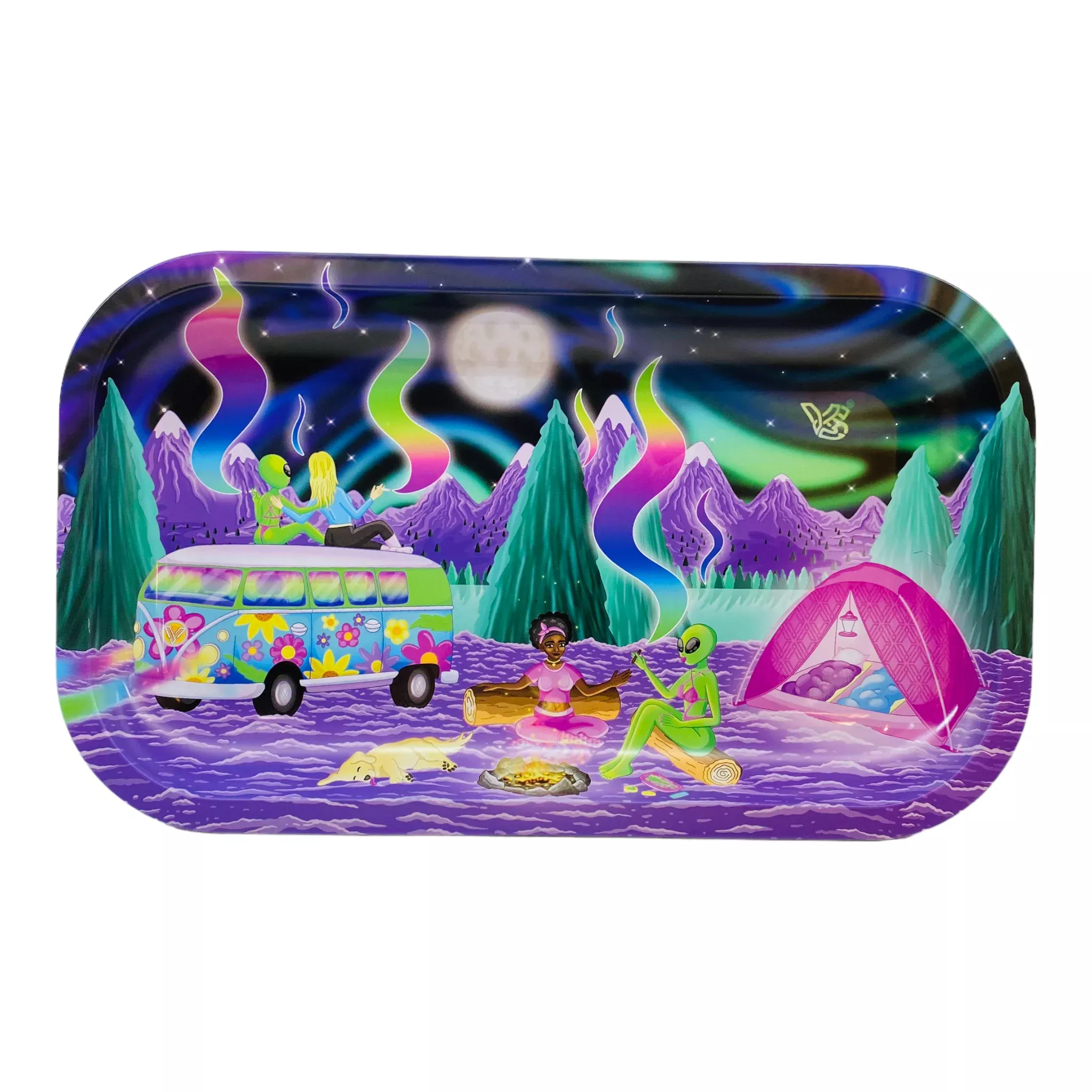V Syndicate Metal Rolling Tray Medium Hippe Girls And Aliens Smoke Sesh