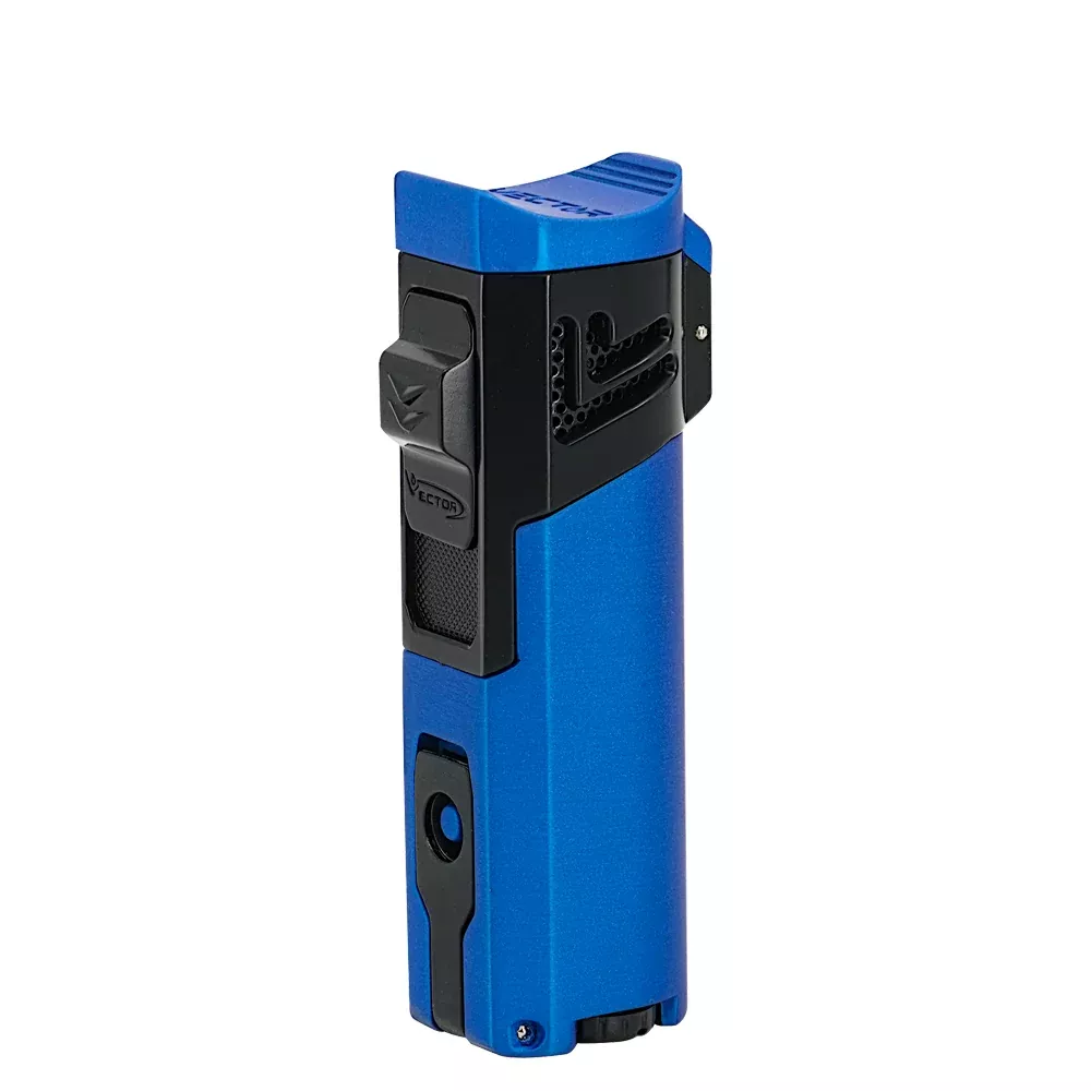 Vector - Caliper - Single Flame Torch Lighter w / Punch - Blue Rubber Matte