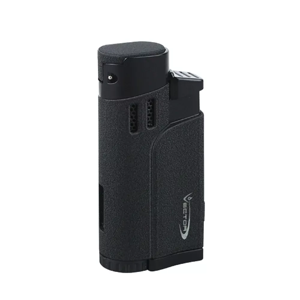 Vector - Throne - Quad Flame Torch Lighter w / Punch - Black Crackle Matte