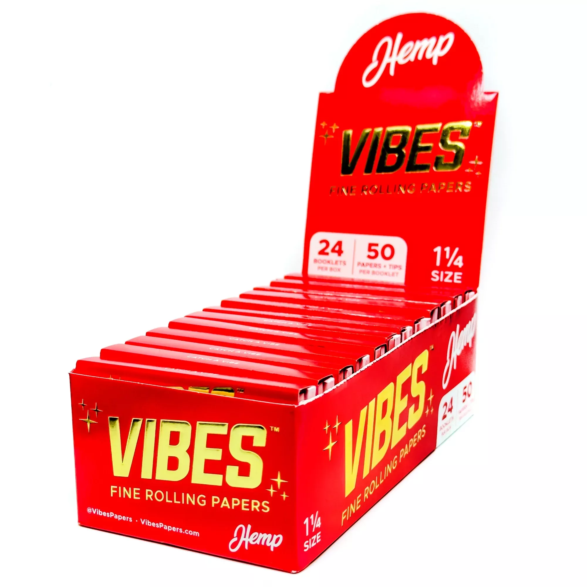 Vibes - 1.25 Hemp - 50 Paper Booklet w / Tips - 24 Pack Box