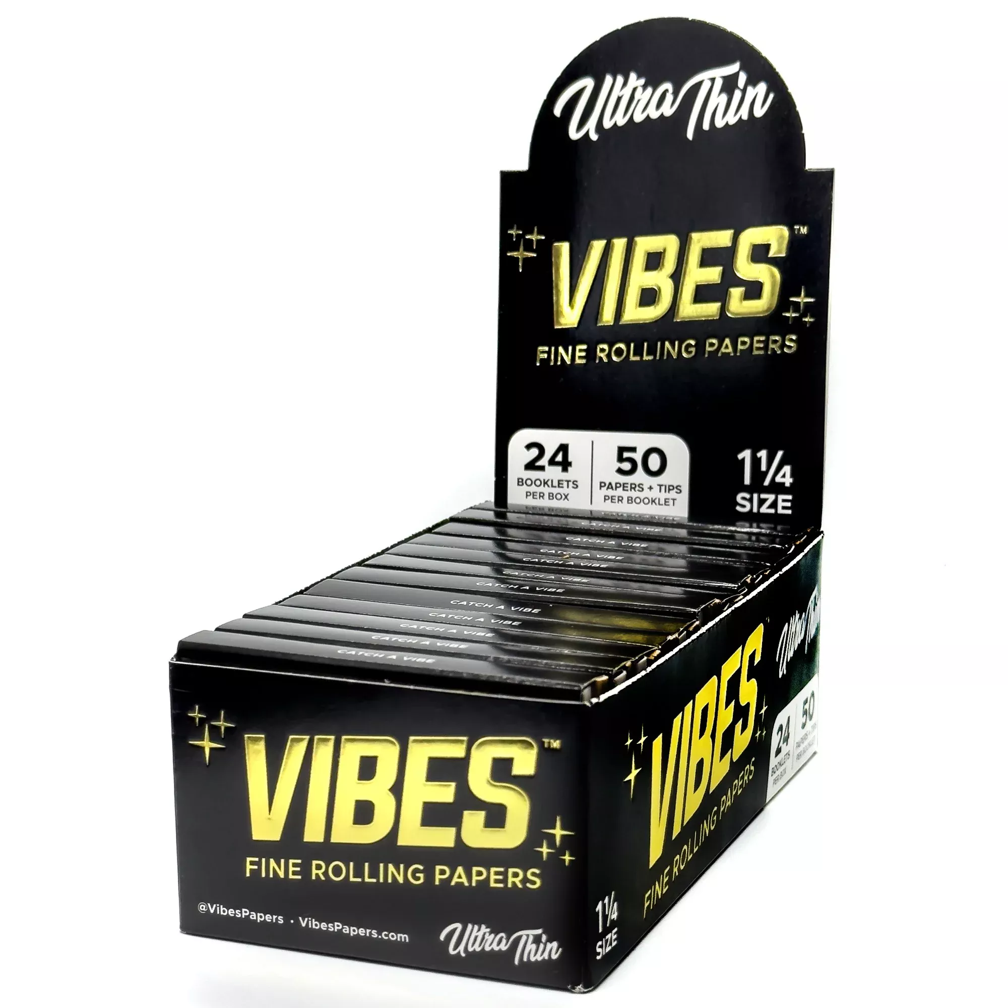 Vibes - 1.25 Ultra Thin - 50 Paper Booklet w / Tips - 24 Pack Box