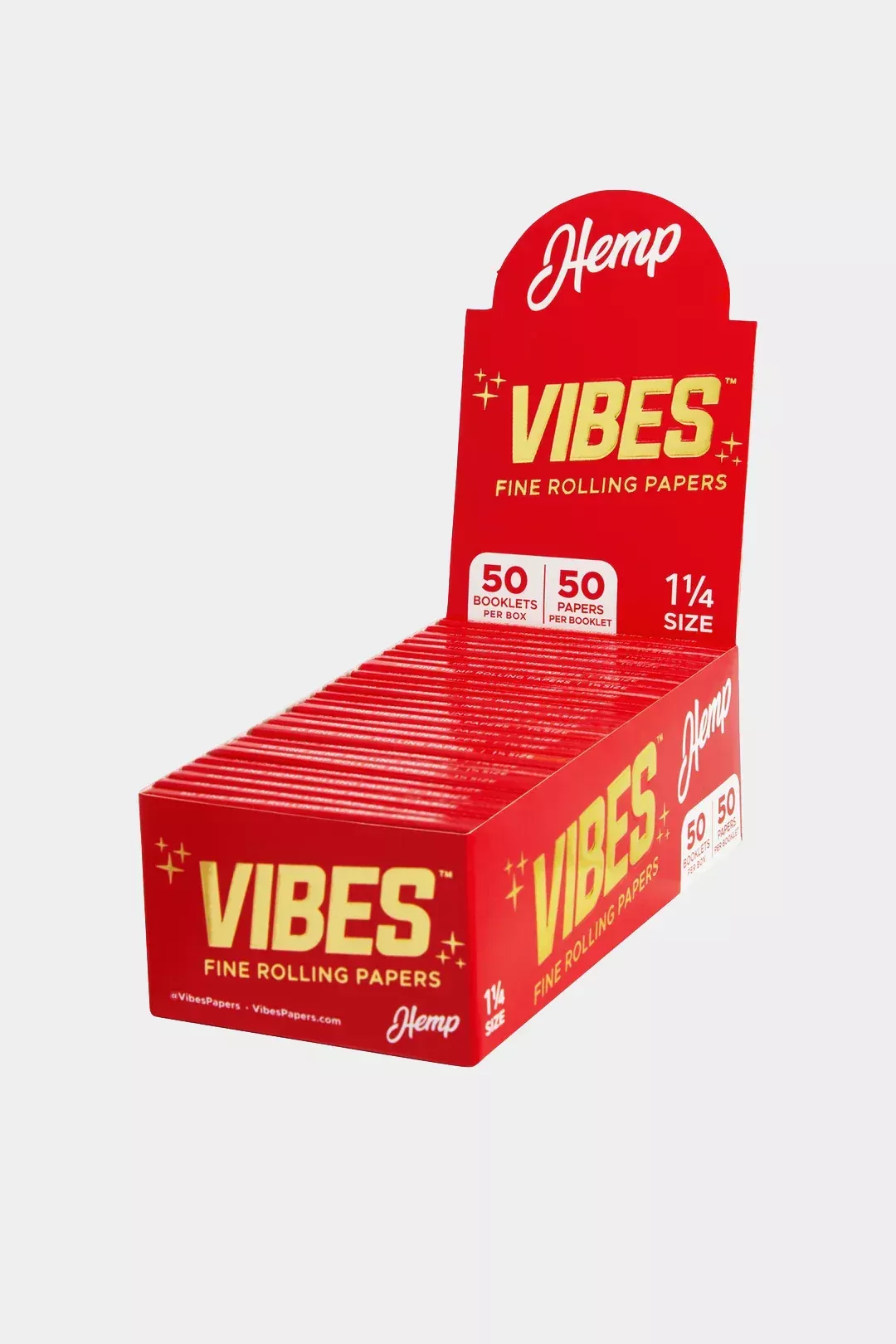 Vibes Fine Hemp Rolling Papers – Chalk-Free (50ct Display Box)