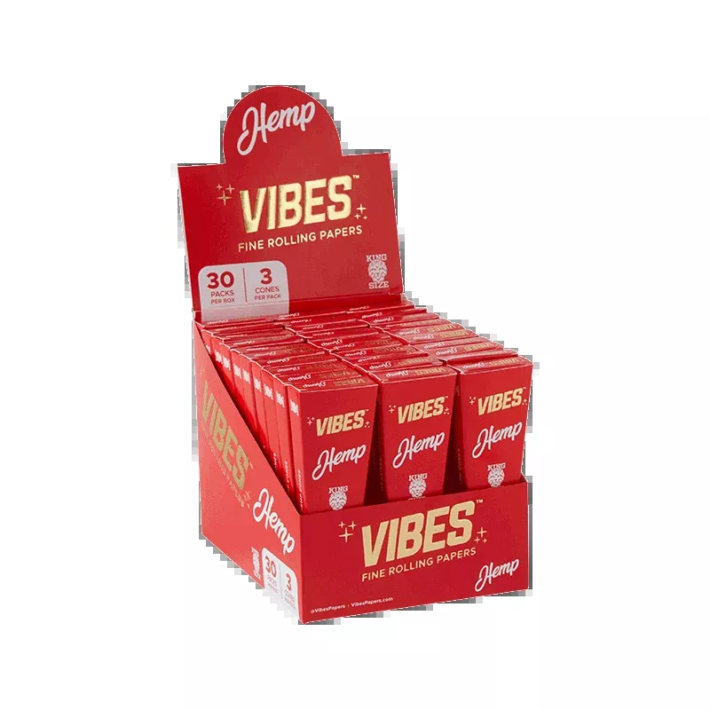 Vibes Hemp King Size Pre-Rolled Cones – 30ct Retail Display