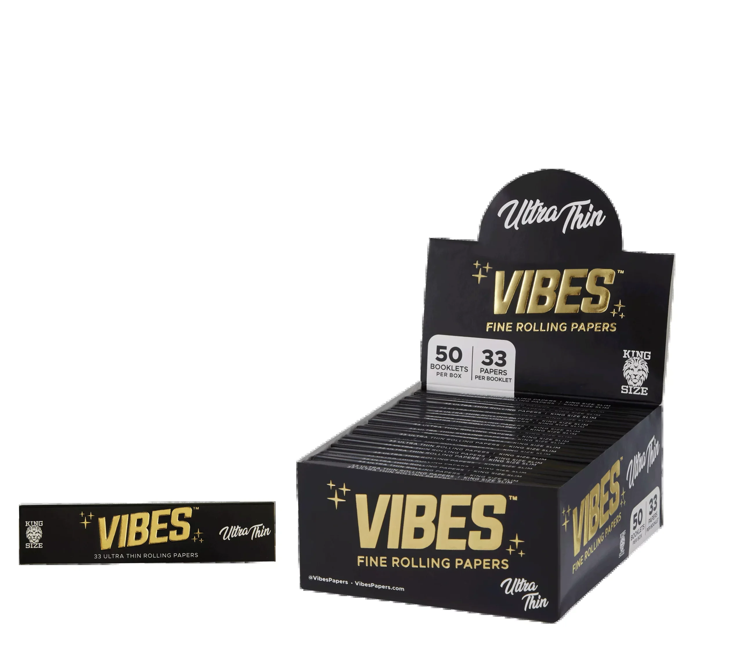 Vibes King Size Slim Ultra Thin Display Box – 50ct Black Label