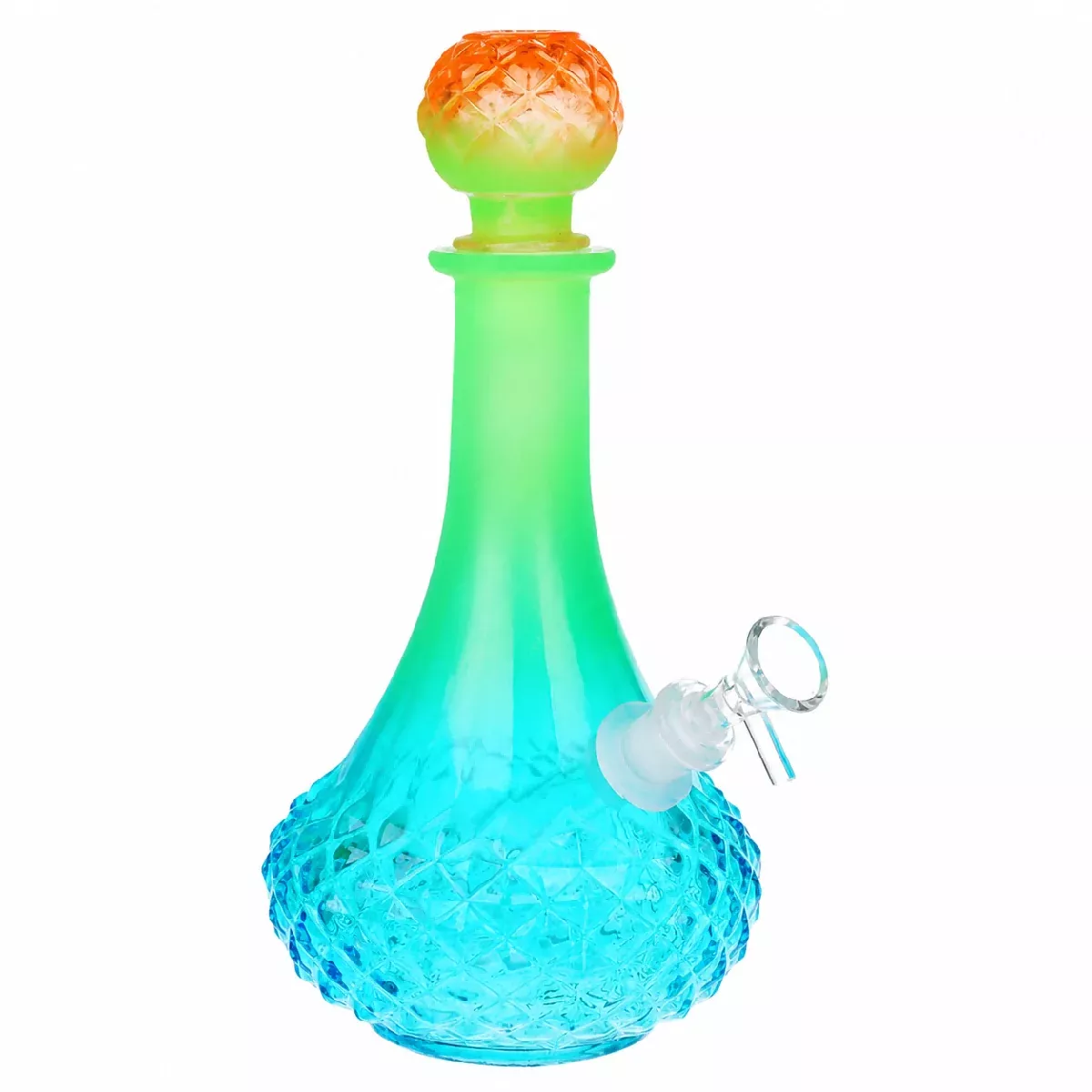 Vintage Decanter Ombre Long Neck Glass Bong with 14mm Herb Slide