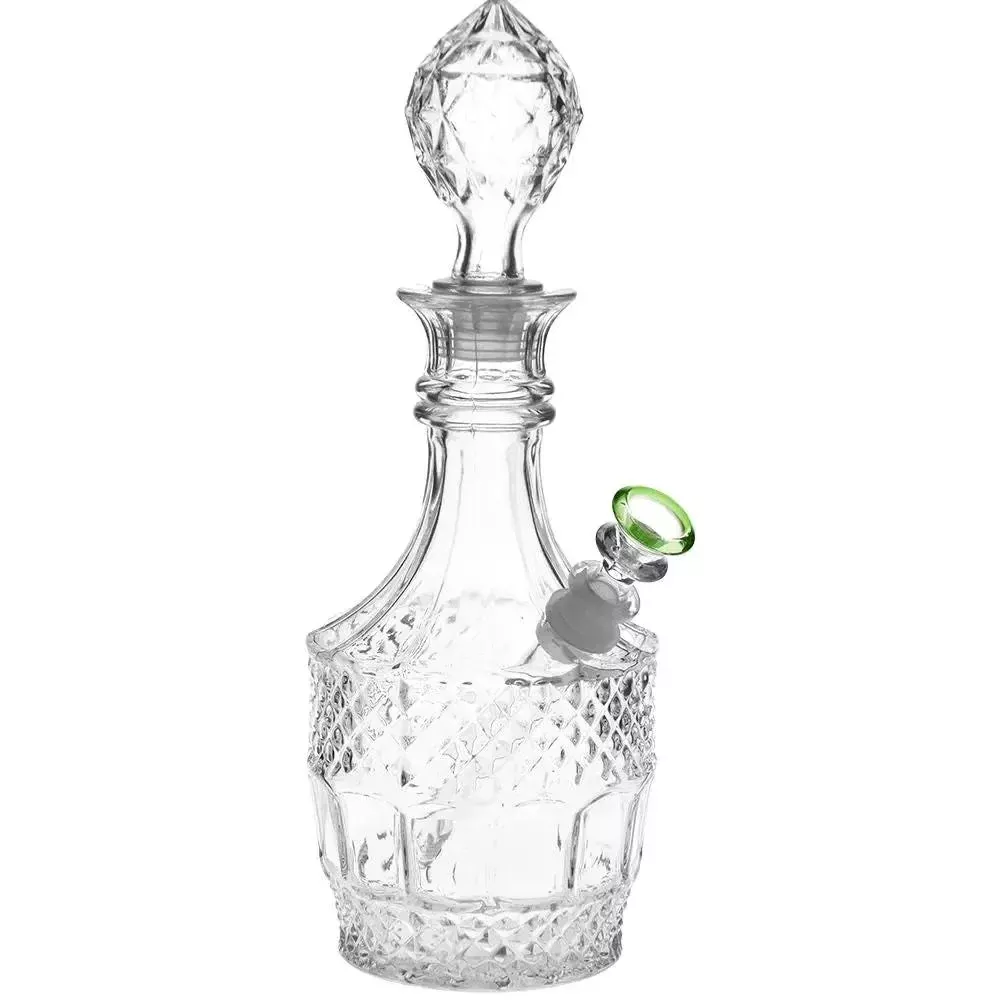 Vintage Liquor Decanter Style Crystal Glass Bong with 14mm Slide