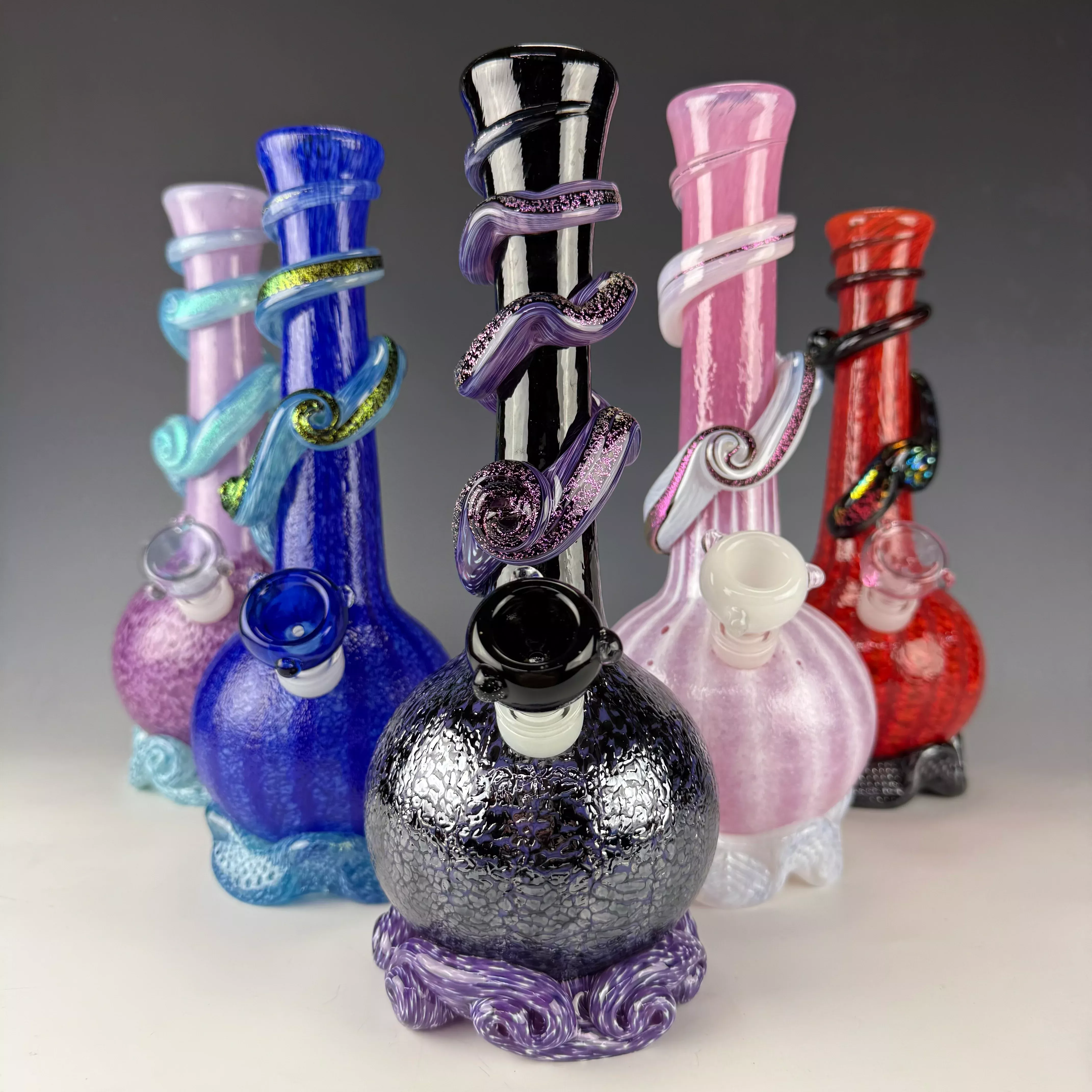 Waterpipe W/ Dichroic Wrap by Noble Glass