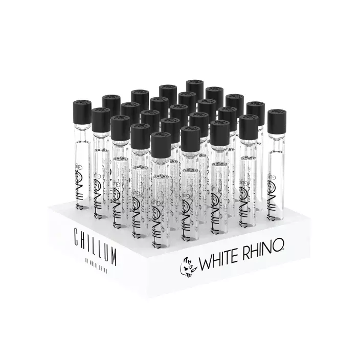 White Rhino Glass Chillum w/ Silicone Cap - 25ct Display Box