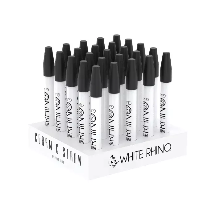 White Rhino Quartz Dab Straw & Silicone Cap - 25ct
