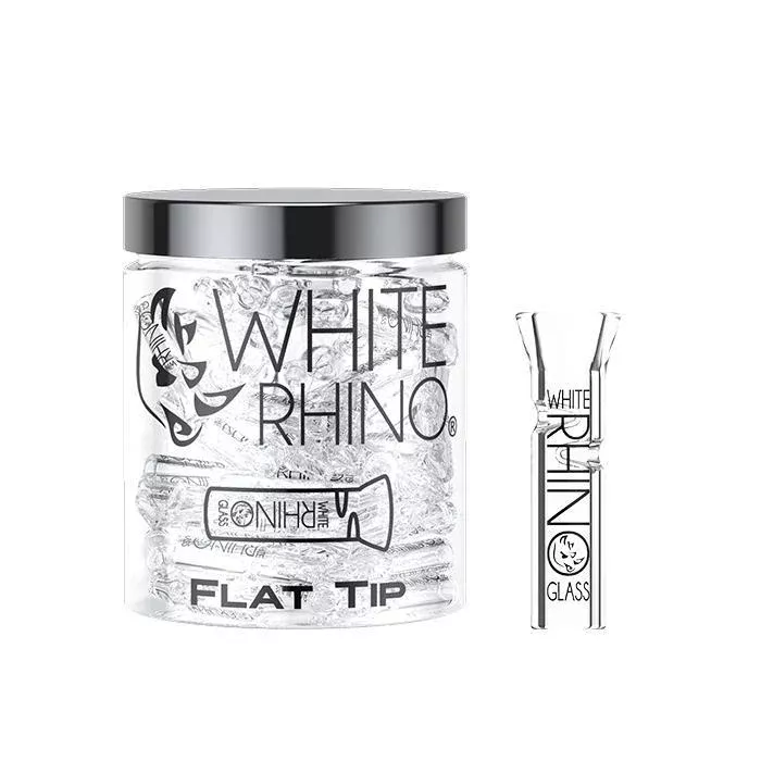 White Rhino XL Flat Glass Tips – Reusable Ergonomic Rolling Filters (100ct Display)