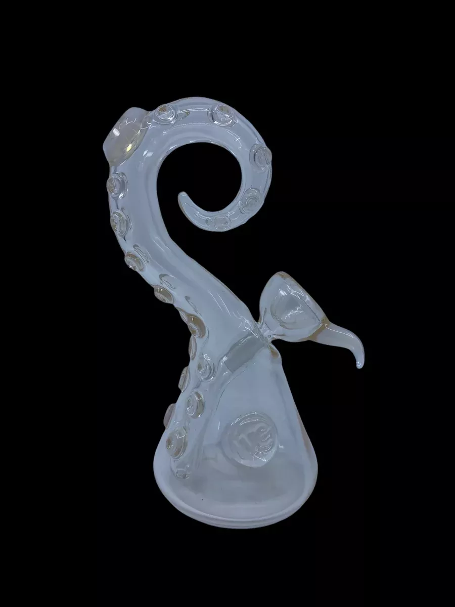 Wicked Glass Tentacle W Slide | Peach Colored Glass Slide with Tentacle Details