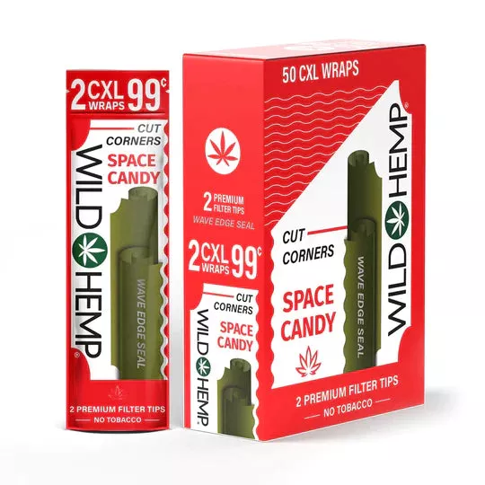 Wild Hemp XL Cut Corner Wraps – 25 Count Display Box 2ct