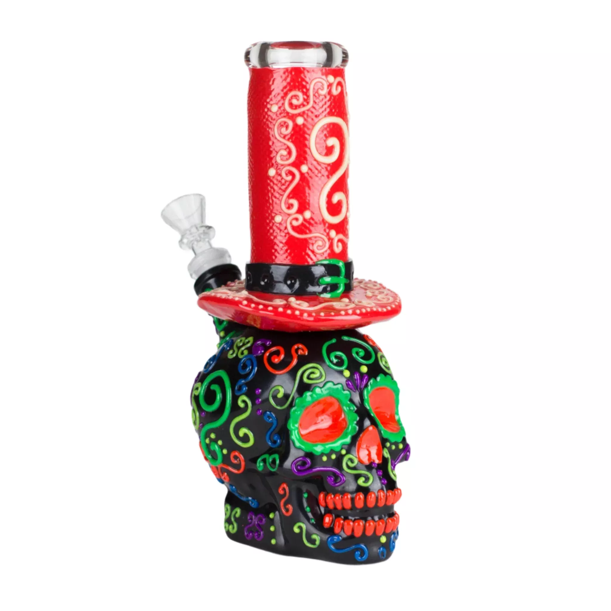 Wizard Sugar Skull Glow-in-the-Dark Bong 9"