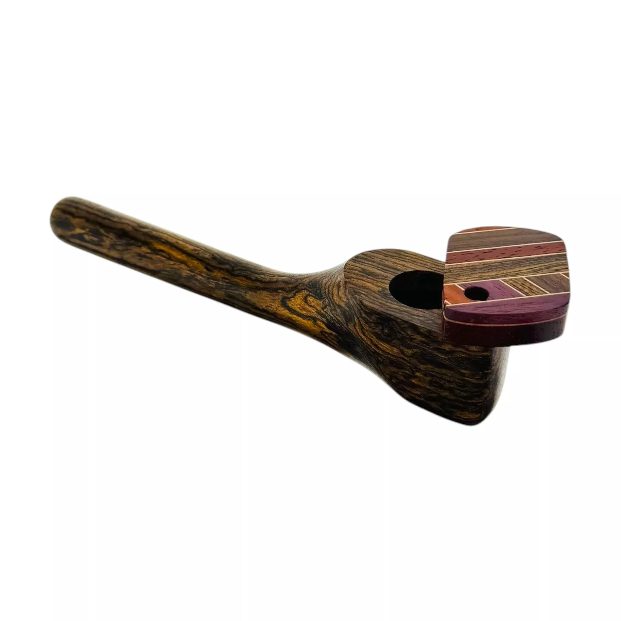 Wood Hand Pipe - 6 Inch Long Stem Wood Pipe With Swivel Lid