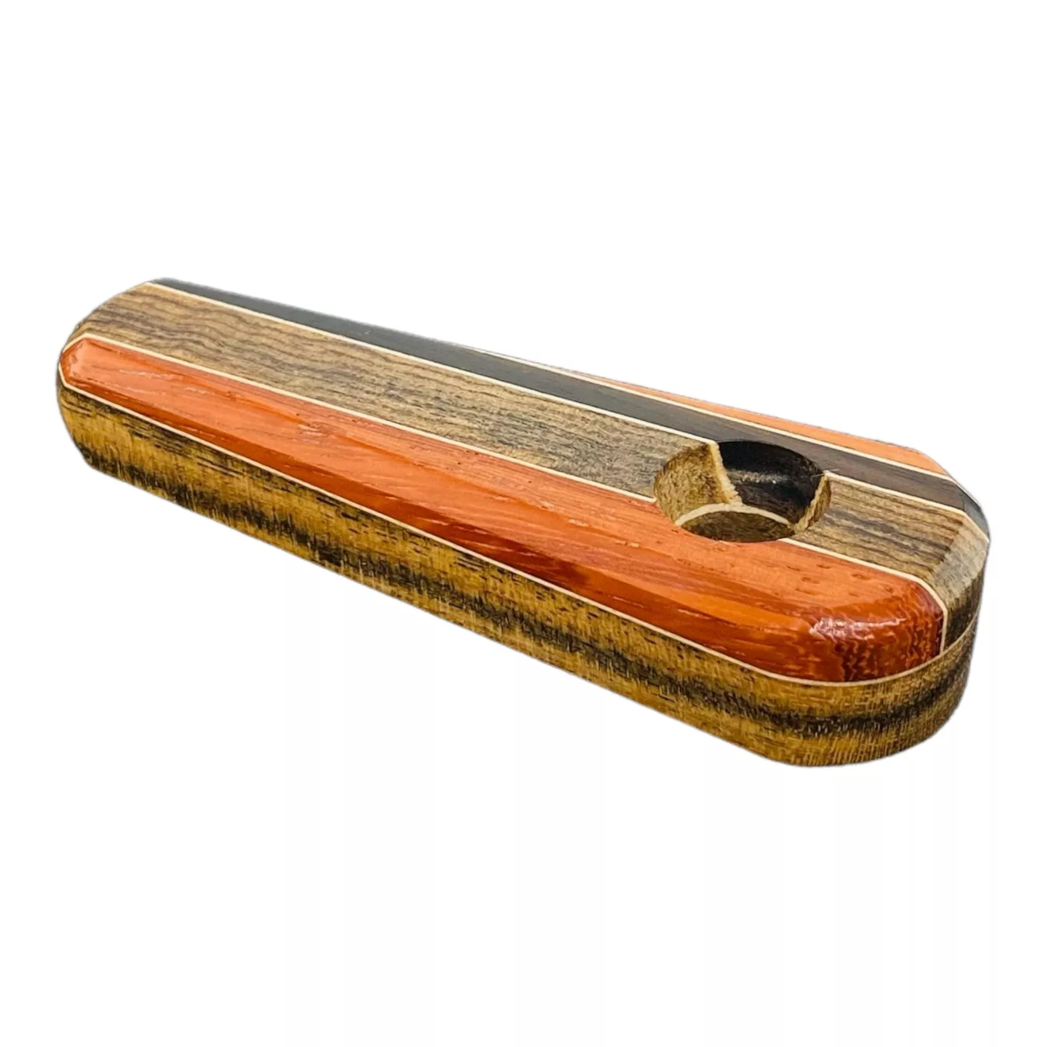 Wood Hand Pipe - Faceted Tombstone Shape Pipe With Multiple Hardwoods
