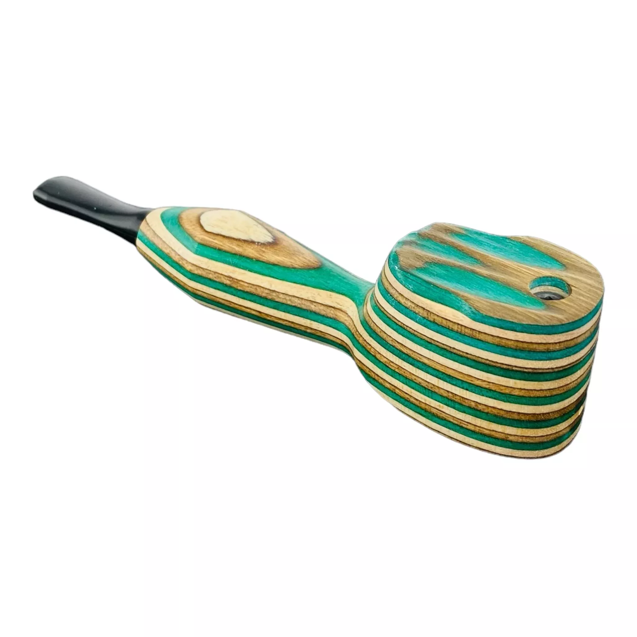 Wood Hand Pipe - Multi Colored Wood Pipe With Plastic Mouthpiece
