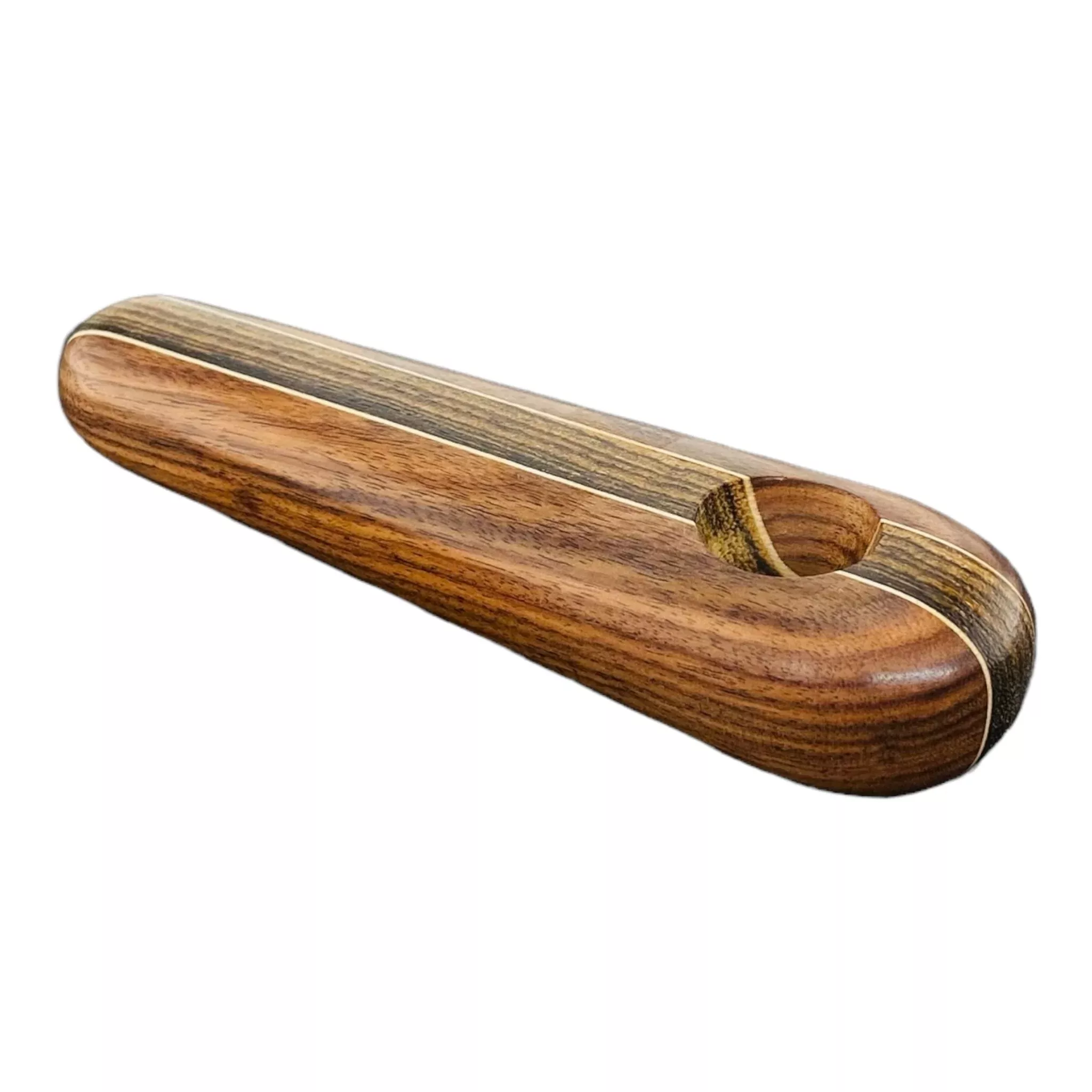 Wood Hand Pipe - Oval Wood Pipe With Two Tone Hardwood