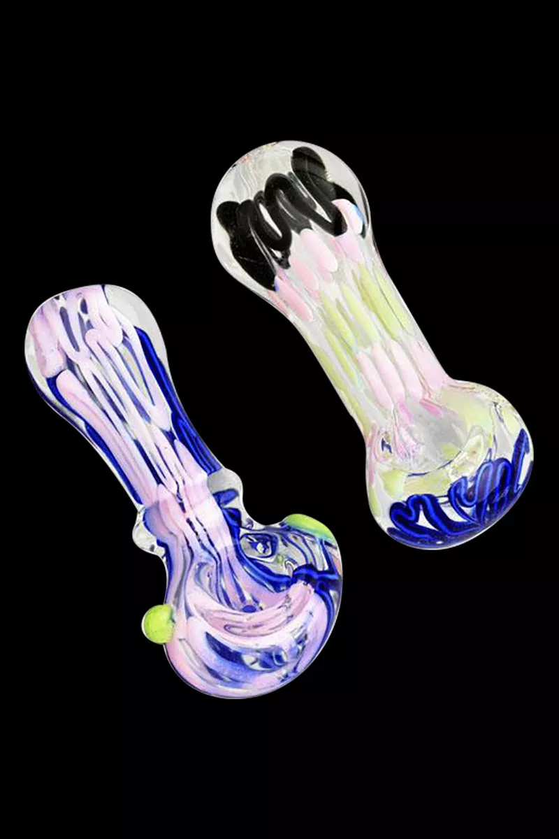 Worked Slime Strands Hand Pipe – 3.5″ | Colors Vary