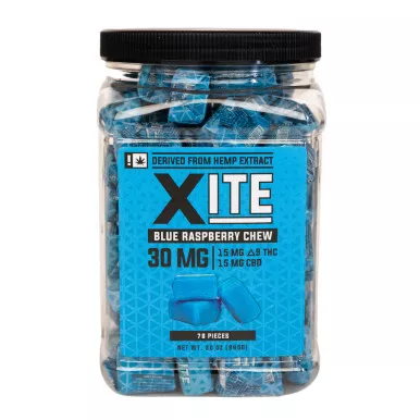 Xite 30mg Blue Raspberry Chews (15mg D9 THC: 15mg CBD)