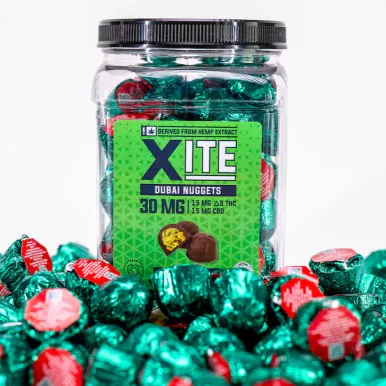 Xite 30mg Dubai Chocolate Nuggets (15mg D9 THC: 15mg CBD)