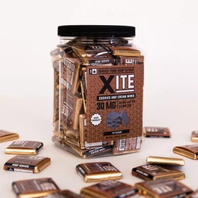Xite Cookies and Cream Chocolate 30mg Minis (15mg D9 THC: 15mg CBD)