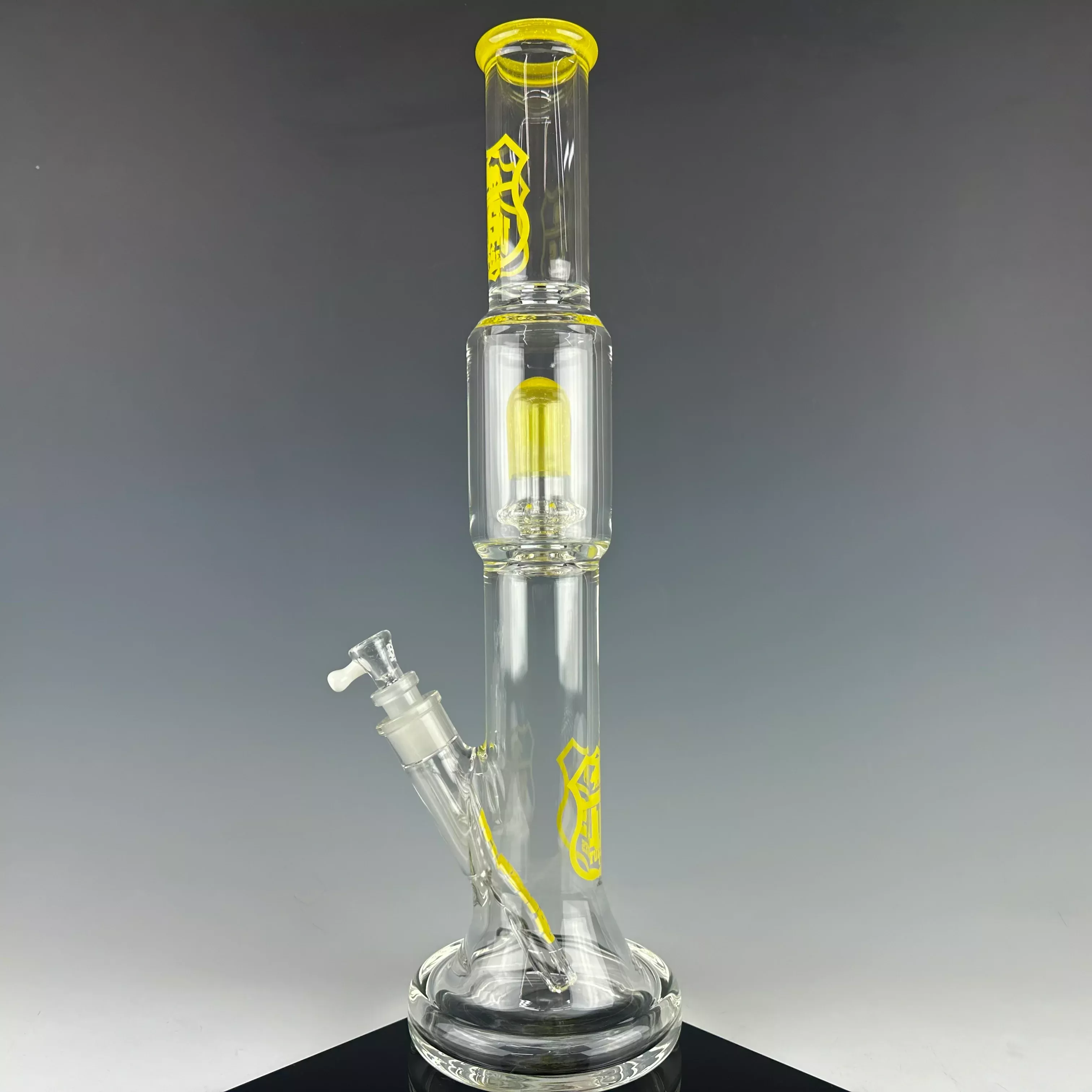 "Yellow" Accented Circ to Hybrid Base Waterpipe by US Tubes