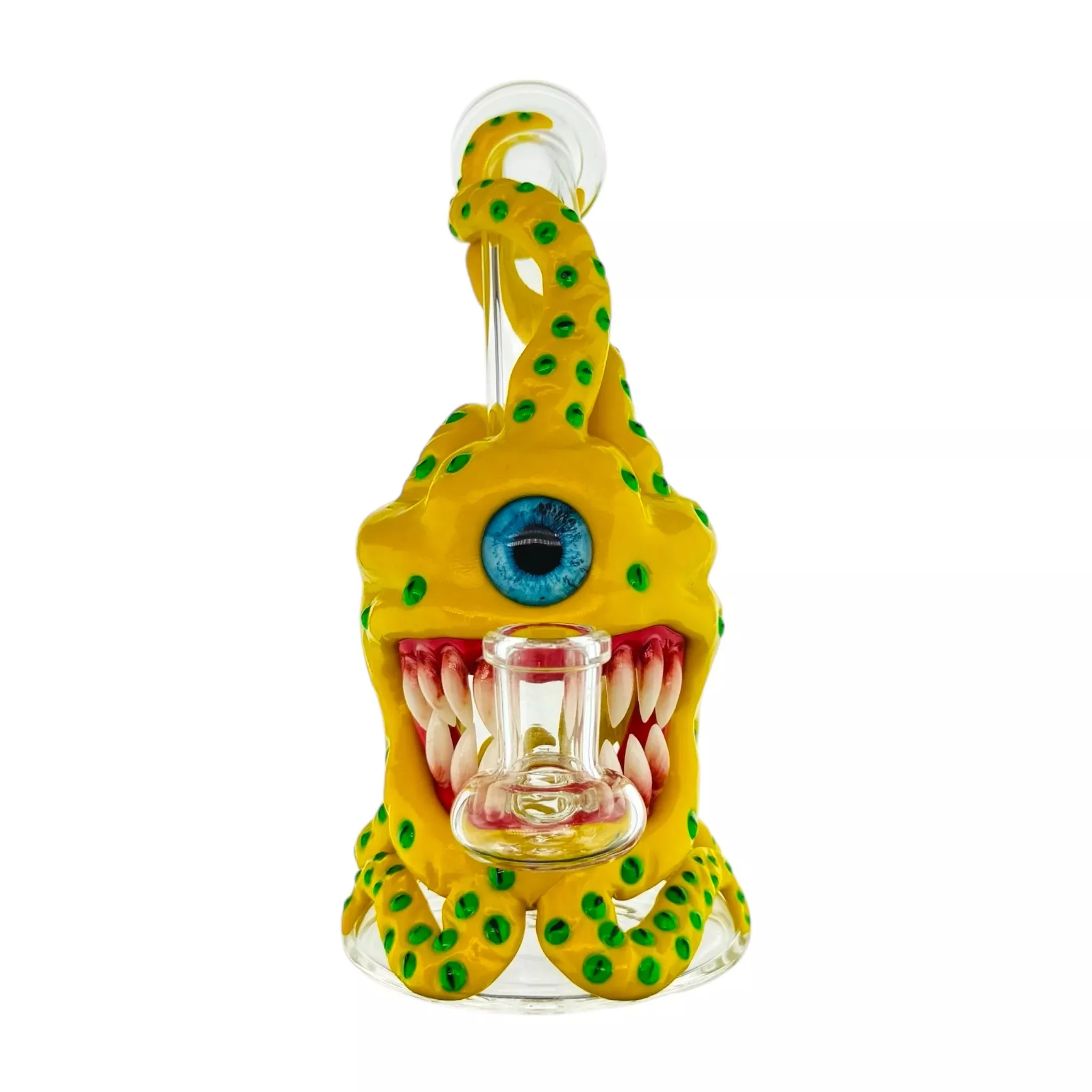 Yellow & Green Cyclops Octopus Monster Bong
