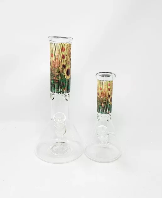 Yellow Sunflower Beaker Glass Water Pipe/Bong