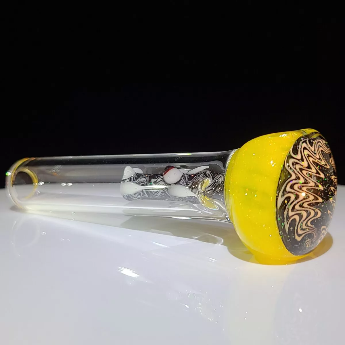Yellow Wig Wag Crushed Opal Dragon Pipe