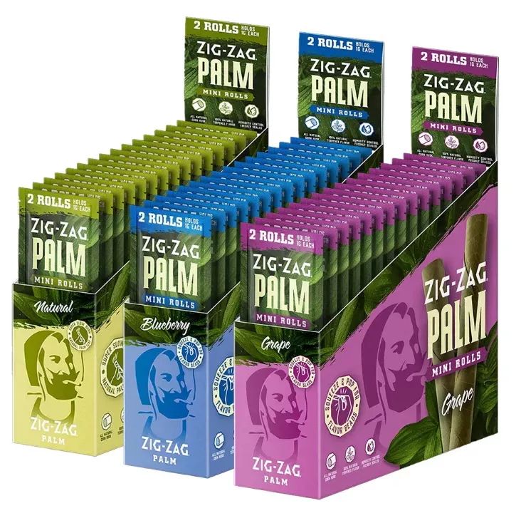 Zig-Zag Mini Palm Rolls Assorted Flavors, Packs of 2,15 Packs/Box