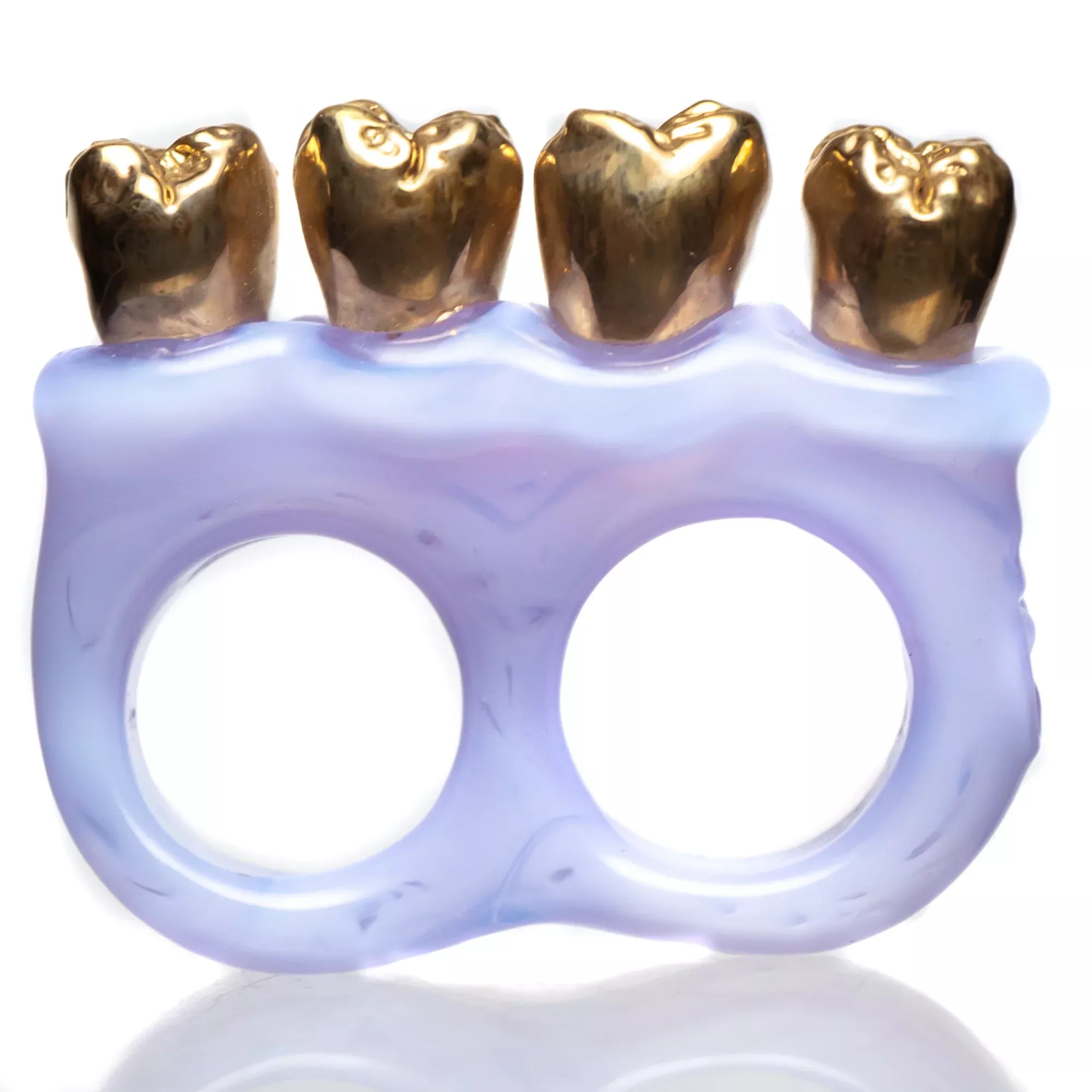 Zii - 2 Finger Ring - Pink w / Gold Teeth